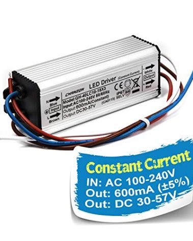 Chanzon LED Driver 600mA (Constant Current Output) 30V-57V (Input 100-240V AC-DC) (10-18)x3W 20W 30W 36W 45W 54W IP67 Waterproof High Power Supply 600 mA Lighting Transformer for COB Chips (Aluminium)