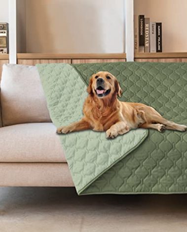 gogobunny 100% Double-Sided Waterproof Dog Bed Cover Pet Blanket Sofa Couch Furniture Protector for Puppy Large Dog Cat, Reversible (82x102 Inch (Pack of 1), Dark Green/Light Green)