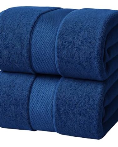 Infinitee Xclusives– Luxury Bath Sheets Towels – 2 Pack 600 GSM (35X70 Inches)– 100% Ring Spun Cotton Large Bath Towels for Bathroom (Tranquil Navy, Bath Sheet Pack of 2)
