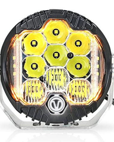 EKXAP 7 Inch Round LED Offroad Light with DRL, 90W Driving Light LED Light Bar, 8000LM Spot Flood Combo Work Light for Wrangler, ATV, SUV, UTV, Trucks, Pickup, 4x4, F150 - Pack of 1