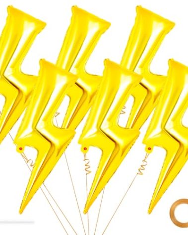 6 Pcs Large Lightning Balloons,36 Inch Lightning Bolt Foil Balloons,Flash Balloon for Party,Bolt Shape Foil Balloon for Birthday Party Wedding Baby Shower Boys Electric Supplies (Yellow)