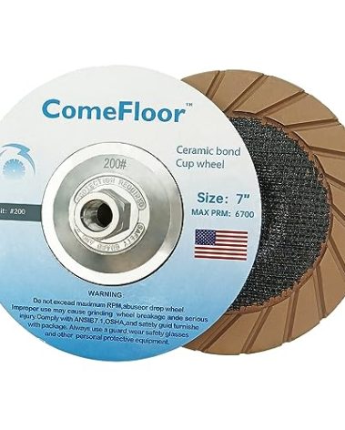 Concrete Grinding Cup Wheel 7" Ceramic Diamond Cup Wheel for Floor Grinding, Fits 5/8"-11 Arbor Angle Grinder, 200# Medium