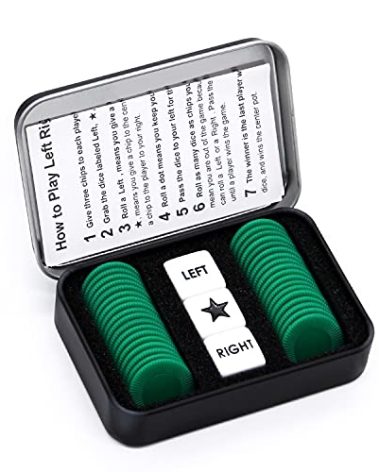 Bilywey Left Right Center Dice Game Set with 3 Dices + 36 Chips (Green)