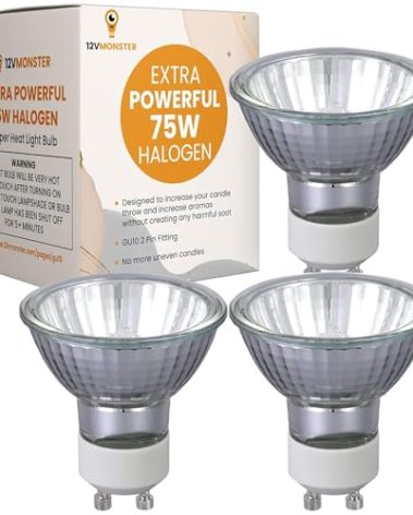 3 PACK New GU10 Halogen Heat Spot Lamp 75 Watt Candle Warmer Lamp Replacement Light Bulb I Top Down Heating Wax Melter Recessed Lighting Spotlight Fixture Kitchen Bathroom Vanity 75W Heating Lights