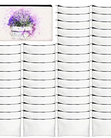 Legigo 50 Pack Blank DIY Craft Bag Canvas Pencil Case Blank Makeup Bags- White Canvas Pencil Pouch Bulk Canvas Cosmetic Bag Multi-Purpose Travel Toiletry Bag Canvas Zipper Bags (8.3 × 5 Inch)