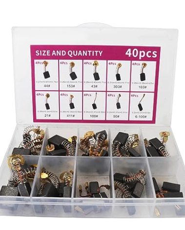 Electric Motor Carbon Brushes 40Pcs 10 Different Models of Carbon Brushes Suitable for The Maintenance of Carbon Brush Motors