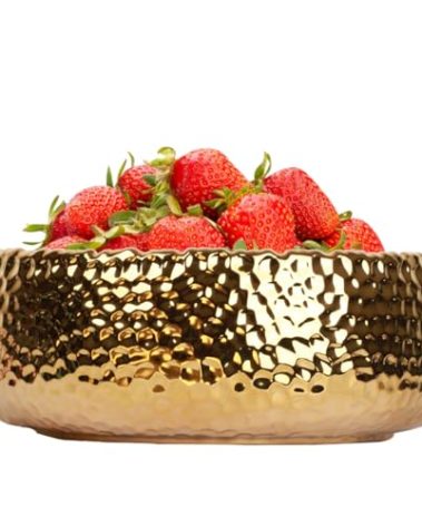LOUIE SILNA 9.8'' Fruit Bowl Gold Home Living Room Decoration Bowl, Kitchen Counter - Sparkling