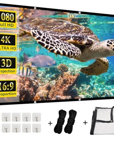 Projector Screen,HUANYINGBJB 4K 16:9 HD Rear Front Projectors Screen Foldable Projection Screen Double-Sided Portable Outdoor Indoor Projector Screens for Movie Night Home Theater (110 inches)