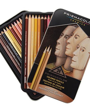 Prismacolor 2508R Premier Colored Pencil Portrait Tin, Set of 24 Assorted Colors with Case
