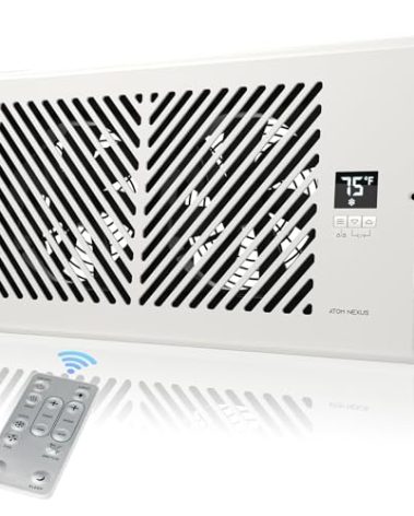 ATOM NEXUS Register Booster Fan for 6”x12” Vents (Fits 5.0-6.25" W x 12-12.4" LDUCT Opening), Smart Booster Fan with Thermostat & Remote Control, 10-Speed Control Heating Cooling AC Vent