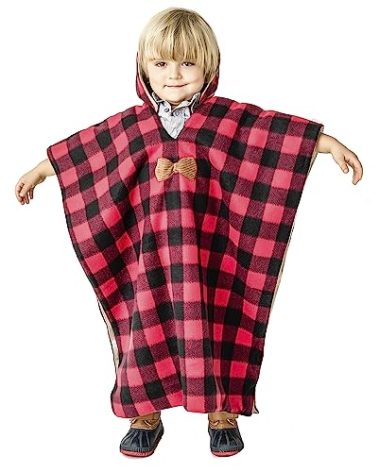 Birdy Boutique Car Seat Poncho for Kids – Reversible Warm Blanket with Hoodie – Safe to Use Over Seat Belts – Easy On, Easy Off, and Doesn’t Impact Seat Performance - Deer and Buffalo Plaid – One Size