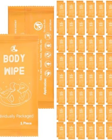 Timgle 200 Pcs Acidified Deodorant Body Wipes Face and Body Wipes for Adults Pearl Pattern Wet Shower with Aloe Bathing Disposable Individually Wrapped Cleansing for Travel Gym