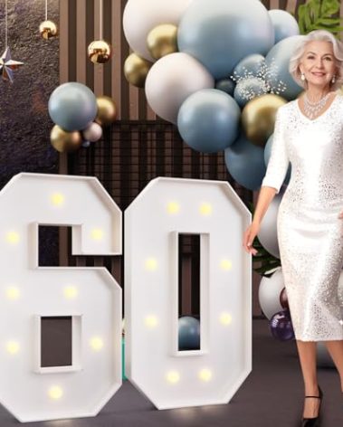 imprsv 3FT Marquee Numbers 60, Light Up Numbers for 60th Birthday Decorations Anniversary Party Decor, Number 60 Light Up Number, Pre-Cut Foam Board Kit