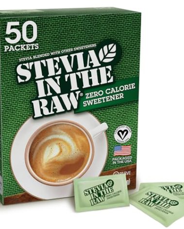 Stevia In The Raw, Plant Based Zero Calorie Sweetener, Sugar Substitute, Sugar-Free Sweetener For Coffee, Hot & Cold Drinks, Suitable For Diabetics, Vegan, Gluten-Free, 50 Count Packets (Pack of 1)