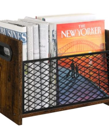 YINMIT Magazine Holder, Magazine Rack Floor, Magazine Storage Basket, File Holder Organizer, Folder Organizer for Magazines, Books, Newspapers, Tablets (Medium)