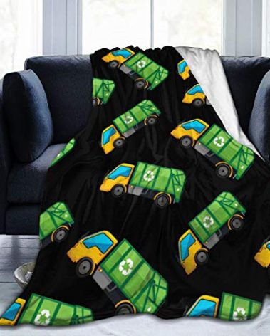 Cartoon Garbage Truck Ultra Soft Flannel Fleece All Season Light Weight Living Room/Bedroom Warm Blanket