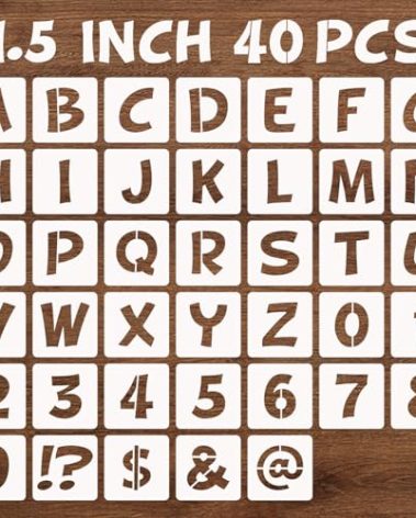 BAMIDELE 1.5 Inch Letter and Number Stencils, 40 Pcs Reusable Plastic Alphabet Spray Paint Stencils for Painting on Wood, Wall, Fabric, Rock, Chalkboard, Door Porch, Signage, DIY Craft Decoration