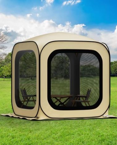 6x6 Pop-up Screen House Tent, Portable Screen Rooms for Outdoors with Storage Bag, Pop up Gazebo with Mosquito Netting,Screened in Canopy for Camping with 2 Zipper Entrances for Traile/Deck/Camping