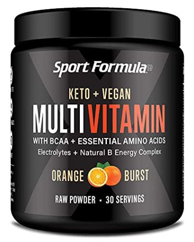 Multivitamin Powder - Keto Drink Mix for Men Women BCAA Amino Acids Won’t Upset Your Stomach - Keto Vegan Multivitamin with Electrolytes Super B Complex Digestive Enzyme (Orange Burst)