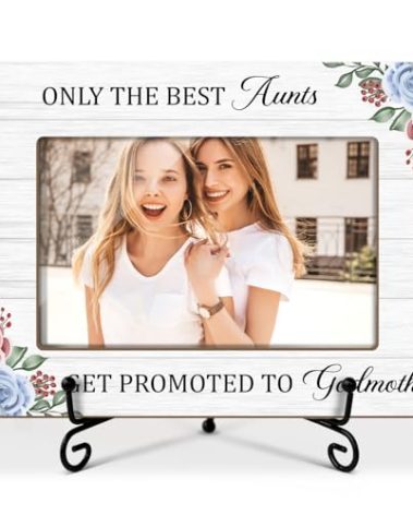 Aunt Picture Frame, Only The Best Aunt Get Promoted To Godmother, Wooden Photo Frame Auntie Gifts Birthday Gifts for Auntie, 4x6 Photo Frame For Tabletop Display, Home Living Room Table Decor -051