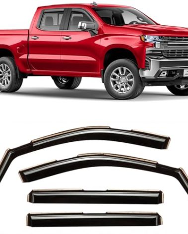 Voron Glass in-Channel Extra Durable Rain Guards for Chevy Silverado/GMC Sierra 1500 2019-2026 Crew Cab,Window Deflectors,Vent Visors,4pcs - 220089