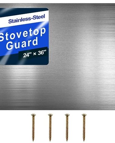 Pelopy 24 by 36 Inch Reversible Stainless Steel Backsplash Metal Backsplash Kitchen Stove Behind Metal Sheet Panels with 4 Pre Drilled Holes and Screws for Wall Protector(1 Pack)