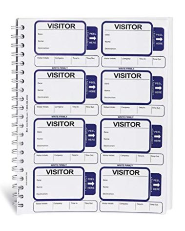 Visitor Log Book, Spiral-Bound Self Expiring Visitor Badges, Guest Register Book, Carbon Copy - 200 Badges