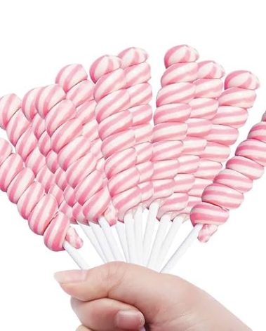 Pink Twisty Lollipops - 24 Unicorn Suckers Individually Wrapped Bulk - Baby Shower Candy - Gender Reveal - Candy Buffet - Girl Birthday Party Favors