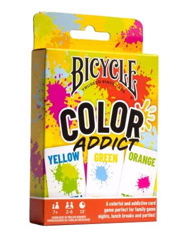 Bicycle Color Addict Matching Family Card Game, Up to 6 Players (Ages 7 and Up), Yellow