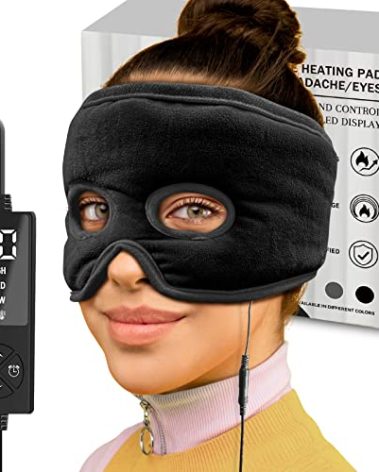sticro Sinus Relief Mask Moist Heat with 3 Temp Settings, Ex-Large Headache Mask Electric Face Heating Pad for Sinus Pressure Relief, Migraine, Tension Headache Relief Black