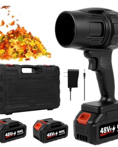 Buvnatep Cordless Leaf Blower with 2×21V Batteries & Fast Charger, 180,000 RPM Handheld Turbo Jet Air Blower, Lightweight Electric Blower for Patio, Lawn, Car, Dust & Leaves