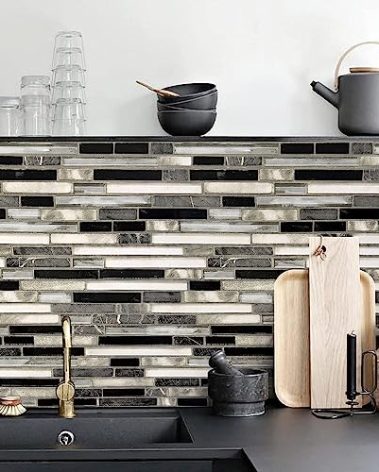 Livebor Kitchen Peel and Stick Wallpaper Kitchen Backsplash Tile Wallpaper 17.7inch x 118.1inch Backsplash Contact Paper Peel and Stick Countertops Waterproof Wall Paper for Bathroom Tile Vinyl