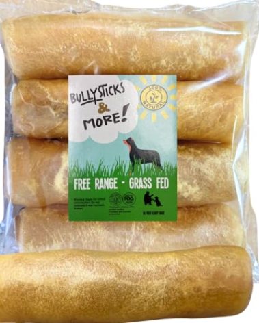 BULLYSTICKS & MORE 6 Inch Beef Collagen Rolls for Dogs (Extra Thick - 4 Count) - Bones for Dogs - Dog Parents Choice - No Hide Beef Cheek Rolls