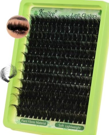 Kmilro Thick Lash Clusters 14-24mm Long 240D Cluster Eyelash Extensions Waterproof Volume Eyelash Clusters 192Pcs Individual Lashes Soft Wispy False Eyelashes DIY Lash Extension