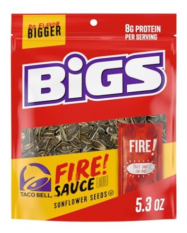BIGS Sunflower Seeds, Fire Flavor, Baseball Stocking Stuffer, 5.35 oz.