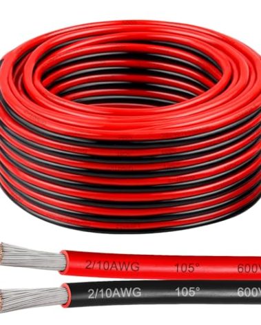 10 Gauge Electrical Wire, 600V 10 AWG 2 Conductors Tinned Copper Parallel Wire 50ft, Insulated Stranded Low Voltage Wire for Solar Panel, Automotive, Audio Auto, LED Lighting(10 AWG 50FT)