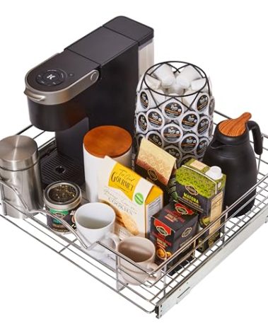 HOLDN’ STORAGE Heavy-Duty Premium Collection Pull Out Cabinet Organizer, Cabinet Drawer Slide Outs, Lifetime Limited Warranty - Basket Size 22" W x 21" D x 5" H, Anti-Rust Chrome Finish