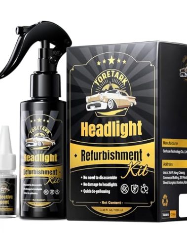 Toretark Headlight Restorer Headlight Restoration Kit No Sanding Required Repair of Restore Yellowed, Blurred Headlights
