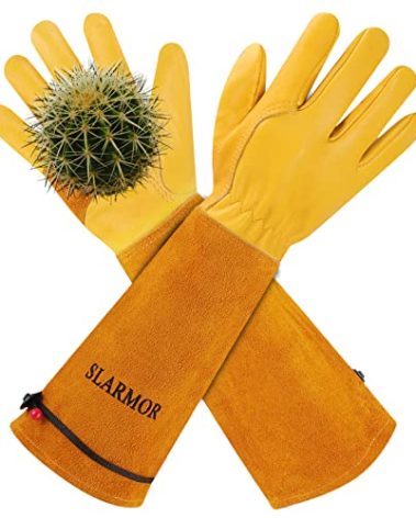 SLARMOR Long Gardening-Gloves Women/Men-Thorn proof Rose Pruning Heavy Duty Gauntlet-M