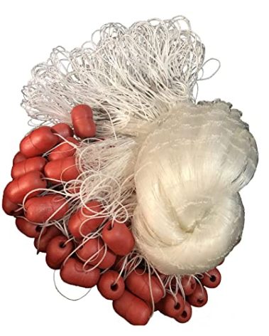 POUI COME DREAM Strong Line Material Fishing Gill Net Depth 5.5ft Length 98 ft Mesh 2 Inch Monofilament Nylon Network Big Buoys Seine Fish Net Weighted Lead Sinker(Mesh 50mm (2 Inch))