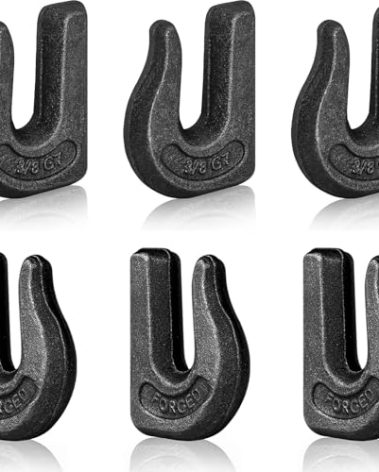 6Pcs Weld-On Chain Hook, 3/8 Inch Grade 70 Clevis Grab Hooks for Tractor Bucket, Heavy Duty Grab Hook Weldable for Chain Pulling and Lifting, Forged Steel Weld Hooks for Rigging/Forklift Trailer