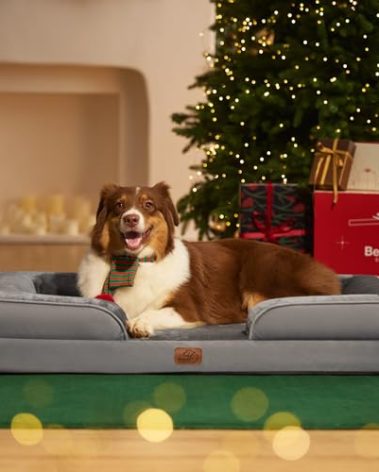 Bedsure Orthopedic Dog Beds Large Sized Dog - Washable Large Dog Cat Bed Waterproof, Comfort Dogs Couch Sofa with Washable Removable Cover, Pet Bed with Nonskid Bottom, Grey, 35"