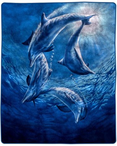 Lavish Home 92"x80" Weighted Blanket with Ocean Dolphins Pattern- Plush Thick 8 Pound Faux Mink Soft Fuzzy Blanket for Couch, Sofa and Bed