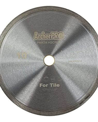 Archer PRO 12" in. Continuous Rim Diamond Blades, Wet Tile Saw Blades for Porcelain or Ceramic Tile Cutting. 1” in. Arbor for use with Cut-Off Saw