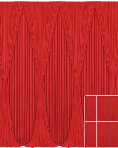 8 Panels Red Backdrop Curtain for Parties Wedding Wrinkle Free Red Photo Curtains Backdrop Drapes Fabric Decoration for Christmas Birthday Party Baby Shower 40ft(W) x 10ft(H)