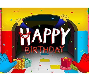 Allenjoy Video Game Happy Birthday Backdrop Colorful Cartoon Children Party Banner Decorations Supplies Photography Background Cake Table Decor Supply Photo Booth Studio Prop