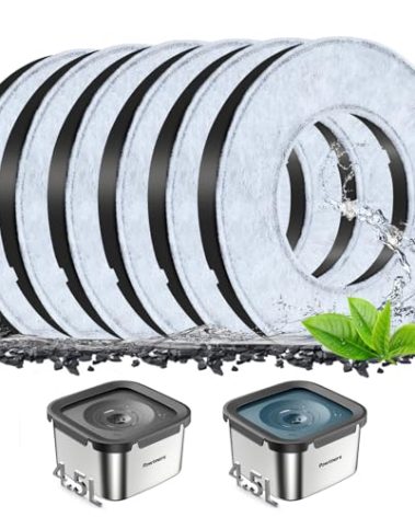 6 Packs Replacement Filters for Pawtners 4.5L No-spill Dog Water Bowls, Activated Carbon Material, Replacement Filter for Pet Dogs Slow Water Bowl