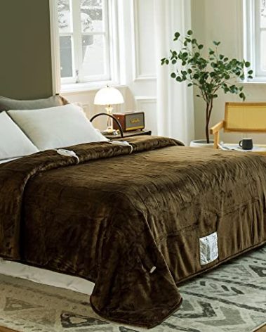 JET'S HOME Heated Blanket Queen 84"x90" - ETL&FCC Certified Flannel Electric Blanket Machine Washable Heating Blanket with 4 Heating Levels 10 Hours Auto-Off Overheating Protection (Pinecone)