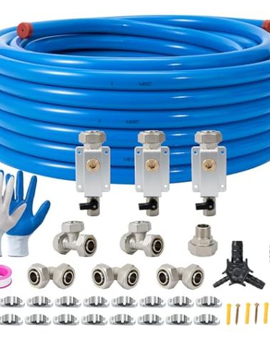 3/4"×100&200&300ft Compressed Air Line Kit for Shop/Garage, Hdpe-Aluminum Rapid Air System Includes Right Angle Fittings and Tee Fittings, Compressed Air Piping System Leak Proof&Easy to Install