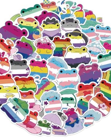 50Pcs Rainbow Pride Frog Stickers for Adults Cute Your Frog Stickers for Gay Lesbian Queer Bi Trans Waterproof Sticker for Water Bottle Laptop Luggage Skateboard